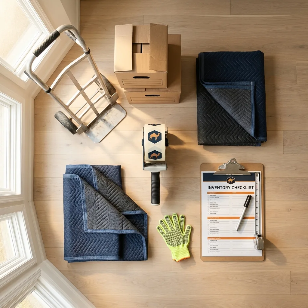 Professional moving supplies and packing materials layout for Polk City residential relocations